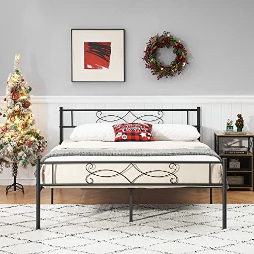 VECELO Full Size Metal Platform Bed Frame with Headboard Y375294