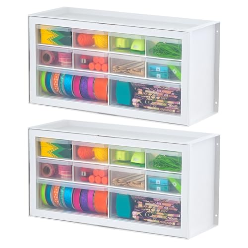 IRIS USA Plastic Drawer Storage Organizer, 24-Drawer Cabinet for Crafts Hardware Tools - Black I685821