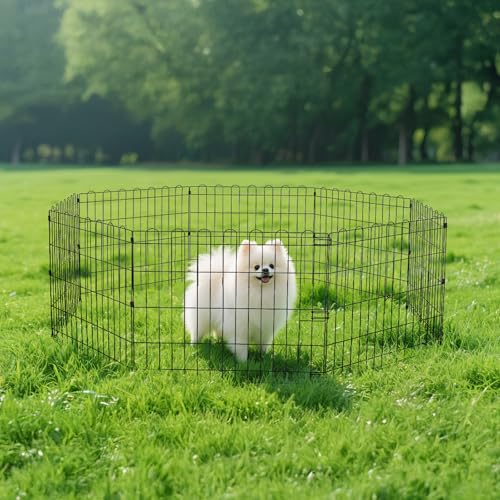 Amazon Basics Foldable Octagonal Metal Dog Playpen, Extra Large, Black G18040