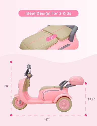 Kids Electric Motorcycle 3-Wheel 12V Ride On Scooter for Girls Ages 3-6 Pink Z596