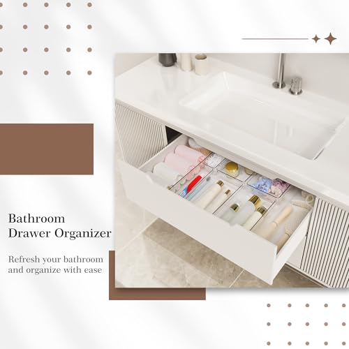 Criusia Drawer Organizer, 10 Pack Clear Plastic Storage Bins, 3 Sizes I166