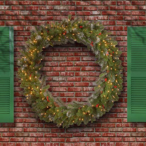 National Tree Company 30 in Pre-Lit Crestwood Spruce Artificial Christmas Wreath with Clear Lights G9281