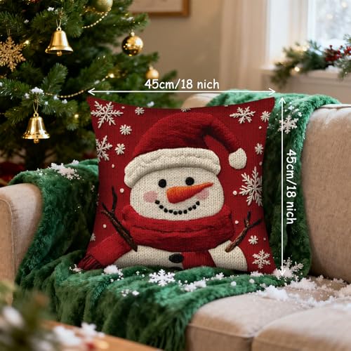PICKFORU Christmas Throw Pillow Covers 18x18 Set of 4, Winter Holiday Decorative Cushion Cases I32037