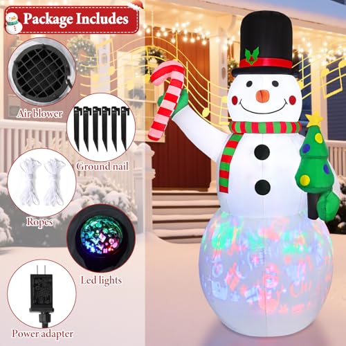 LOMOHOO 7FT Christmas Inflatable Snowman with LED Lights X50095