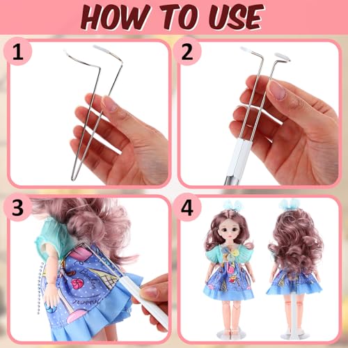 24 Pcs Adjustable Doll Stands for 8"-12" Action Figures (White, Silver) K3185