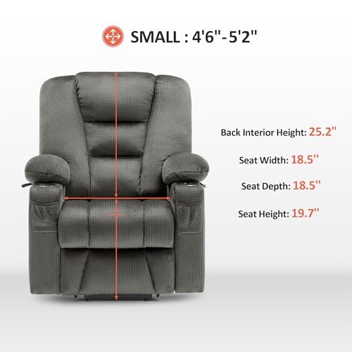 MCombo Small Power Lift Recliner Chair with Massage and Heat, Brown N356790