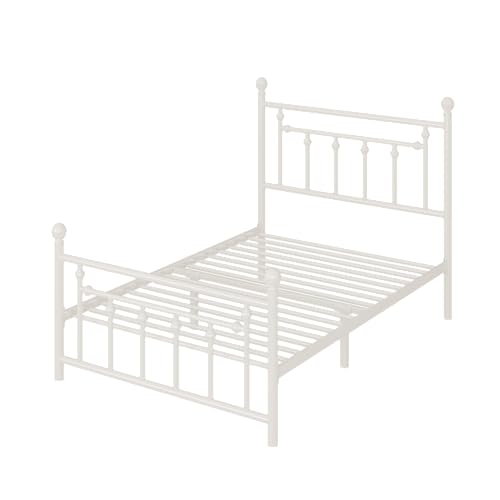 Allewie 14 Inch Full Size Metal Platform Bed Frame with Victorian Headboard, Black E84939