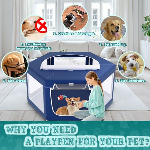 42x42x25.6 Inches Puppy Playpen with Gate for Small Dogs Indoor & Outdoor G192