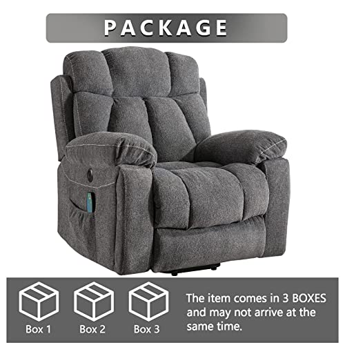 CANMOV Large Power Lift Recliner Chair with Massage and Heat for Elderly, Light Gray N3196