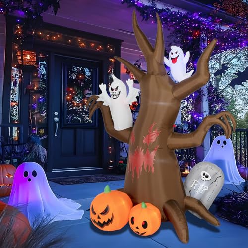 8FT Christmas Inflatables Santa Claus with Christmas Tree, LED Lights, Outdoor Yard Decor B208795