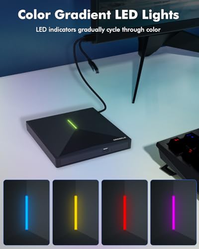 External CD DVD Drive for Laptop, USB 3.0 Type-C, Slim Portable Burner T70166