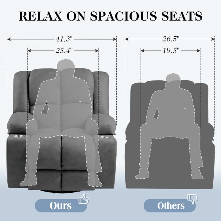Oversized Power Lift Recliner Chair for Elderly with Massage, Dark Grey U371