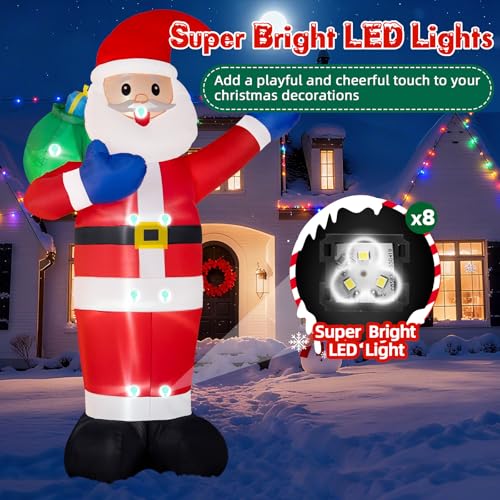 B&D 12FT Giant Christmas Inflatables Snowman Outdoor Decorations with Rotating LED Lights B36000