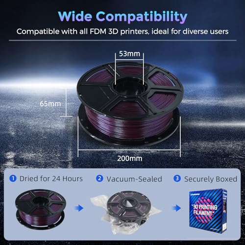 FLASHFORGE PLA Filament 1.75mm Burnt Titanium, Color Changeable 3D Printer Filament 1kg T433110