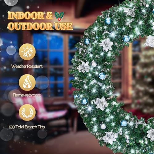 VINGLI 48 Inch Pre-lit Artificial Christmas Wreath with 150 LED Lights T885