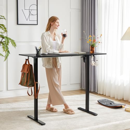 Adjustable Height Electric Standing Desk 55x24 Inch Black W5266