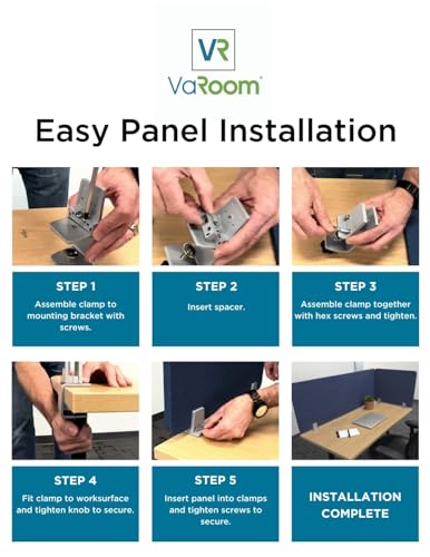 VaRoom Desk Divider Sound Proof Privacy Panel for Student Desks, Light Grey, 48"W x 18"H E33392