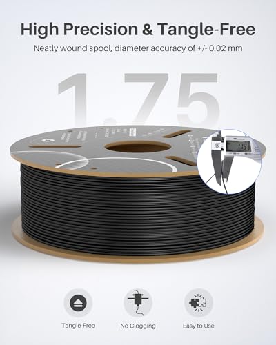 ELEGOO PETG Filament 1.75mm Black 2KG, 3D Printer Filament for FDM Printers D745395