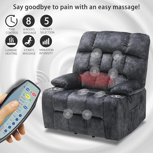 Lift Chair Recliner with Massage and Heat, Heavy Duty for Seniors, Brown V12888
