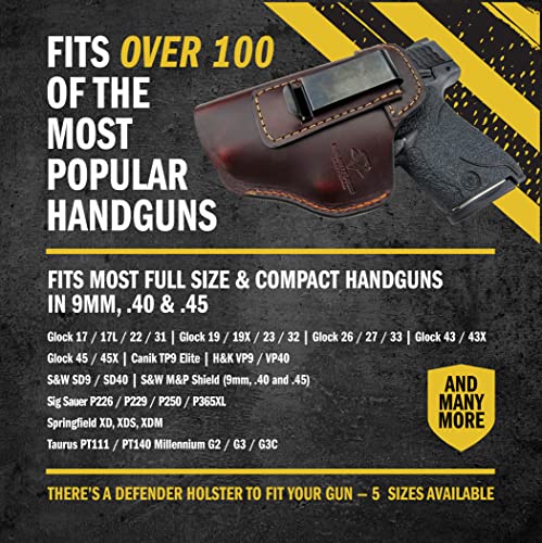 Relentless Tactical The Defender Leather IWB Holster for Glock 17 19 19X 26 43 43X 45 A486