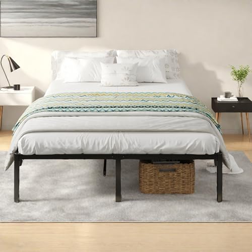 Full Size Metal Platform Bed Frame with Headboard, Black U138819