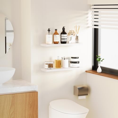Nature Wood Floating Shelves for Wall, Set of 3, 16 Inch Wall Mounted A733019