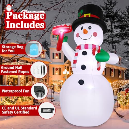 GOOSH 10.3 FT Christmas Inflatables Snowman Outdoor Decoration with LEDs G940