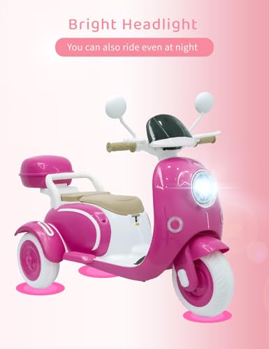Kids Electric Motorcycle 3-Wheel 12V Ride On Scooter for Girls Ages 3-6 Pink Z596