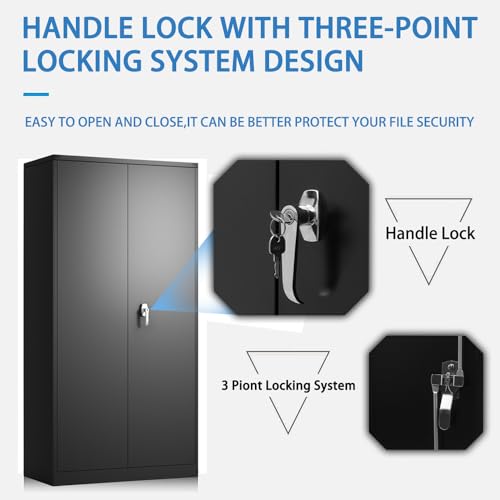 Metal Storage Cabinet 72" Locking with 2 Doors and 4 Shelves F9397