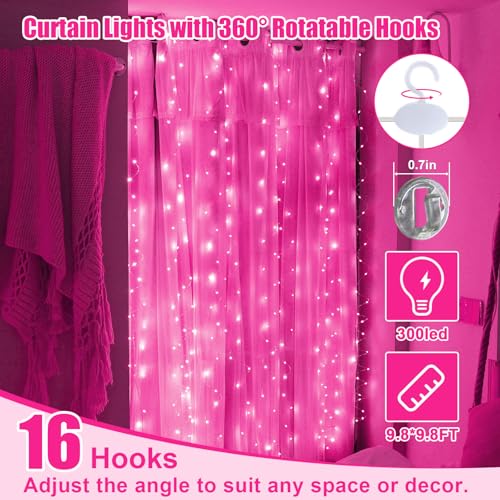 600LED Curtain Lights for Bedroom, Warm White, 8 Modes Y367582