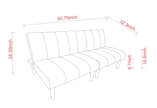 Majnesvon Modern Convertible Folding Sleeper Loveseat Sofa Couch, Corduroy, Blue Q971052