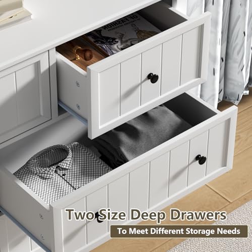 Farmhouse White Dresser with 7 Drawers for Bedroom B342