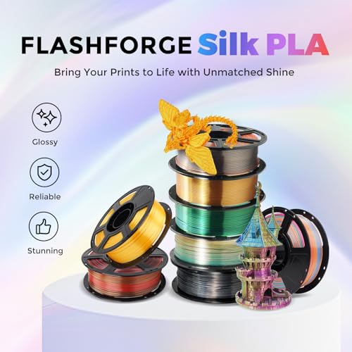 FLASHFORGE Silk PLA Filament 1.75mm, 1kg Spool V8381