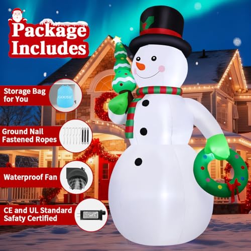 GOOSH 12 FT Christmas Inflatable Snowman with Built-in LEDs B9098