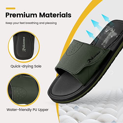 Men's Adjustable Athletic Slide Sandals with Memory Foam A521422