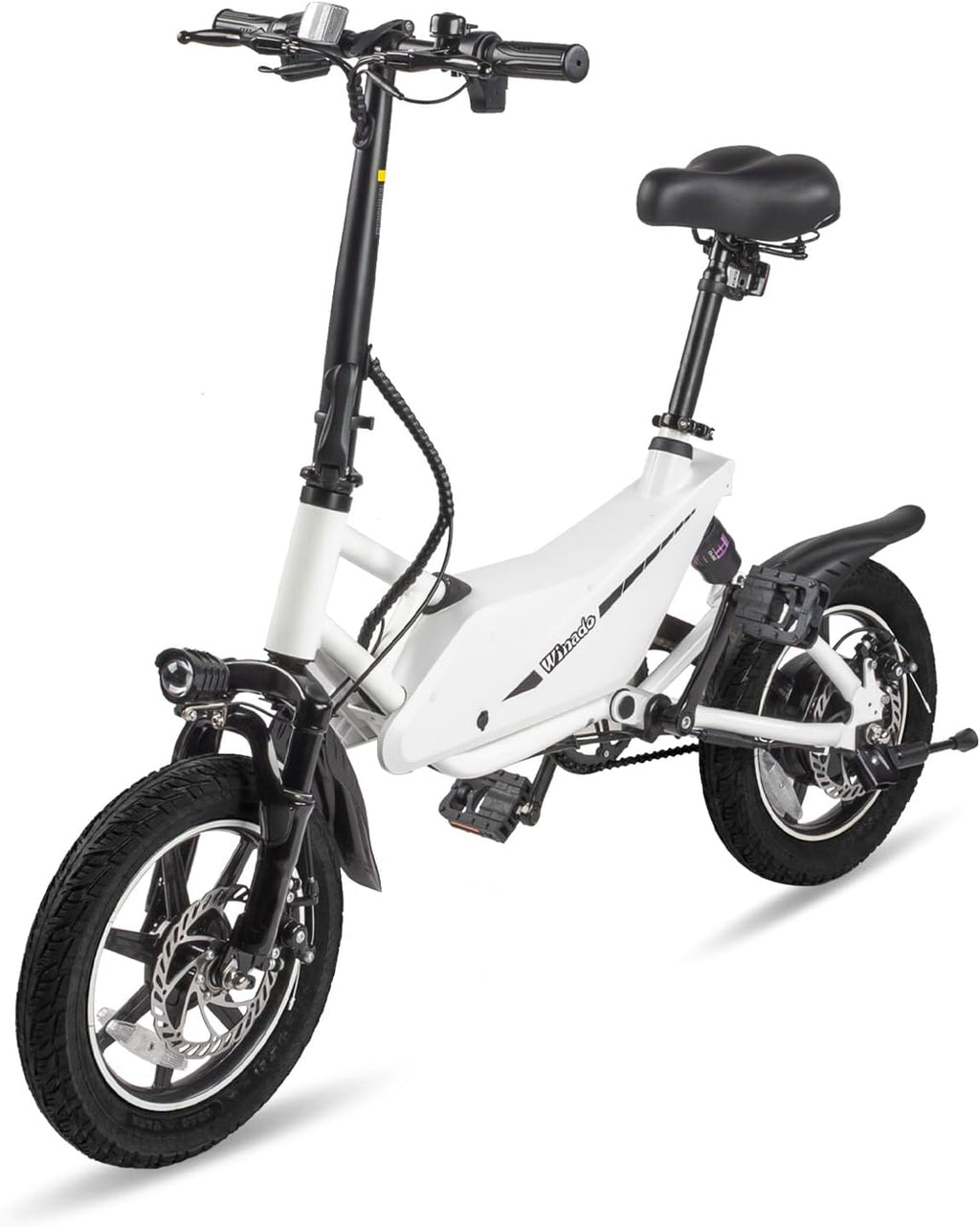 Winado 14" Electric Bike for Adults, 350W Folding Electric Bicycle with Pedal, Dual Shock Absorber, Dual Disc Brakes, Max Range 25Miles, Foldable Commuter City Ebike for Adults/Teens
