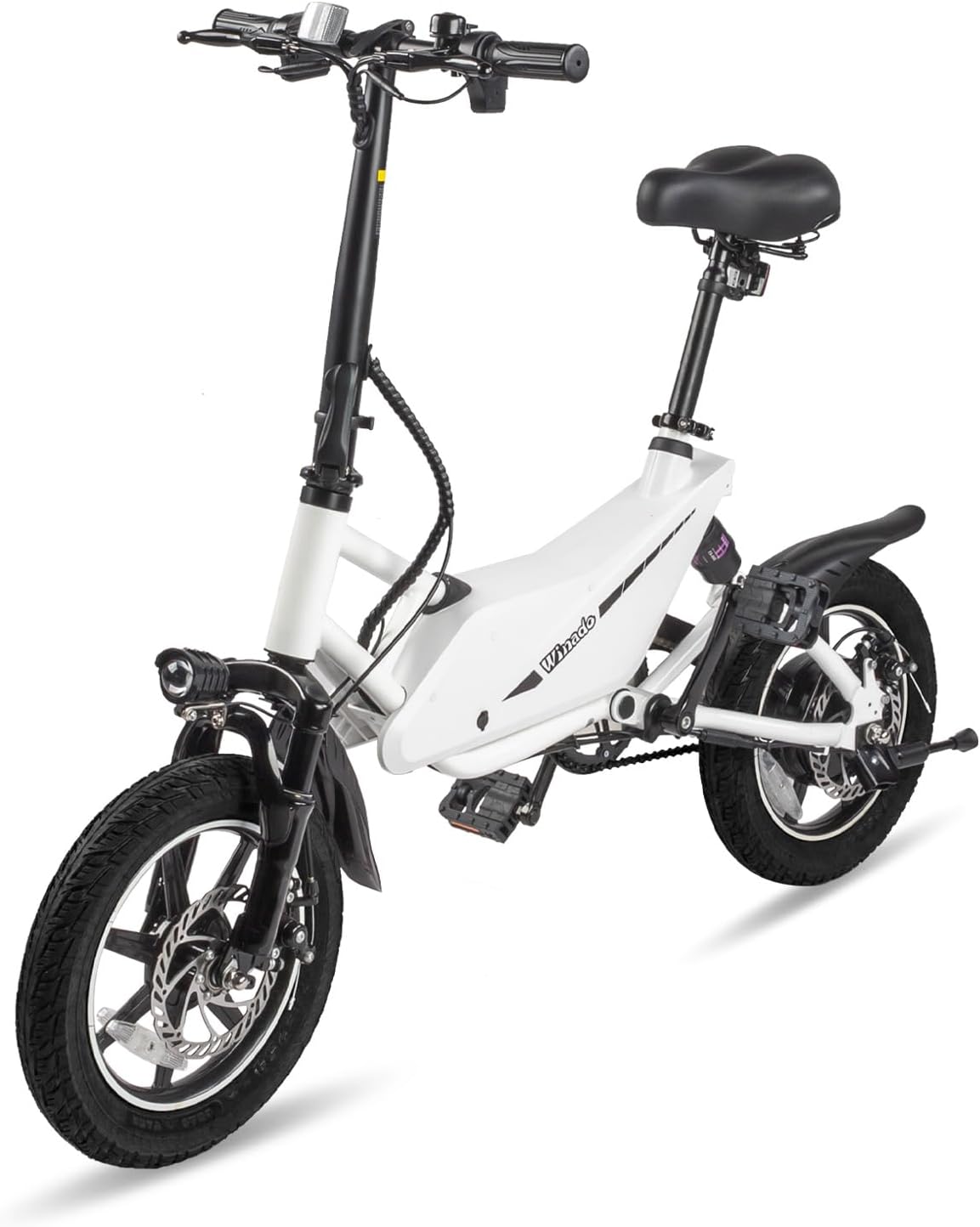 Winado 14" Electric Bike for Adults, 350W Folding Electric Bicycle with Pedal, Dual Shock Absorber, Dual Disc Brakes, Max Range 25Miles, Foldable Commuter City Ebike for Adults/Teens