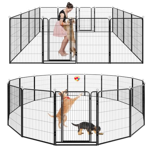Dog Playpen Outdoor Extra Wide 12 Panels Heavy Duty 40" Height with Doors Portable G77703