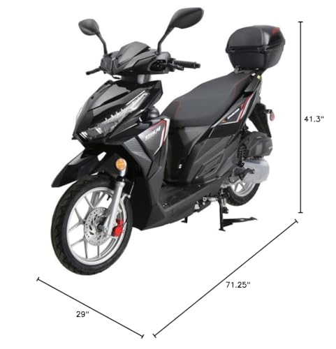 HHH Upgraded Vitacci Spark150 150cc Automatic Street Scooter with GY6 Engine (Black) E4487