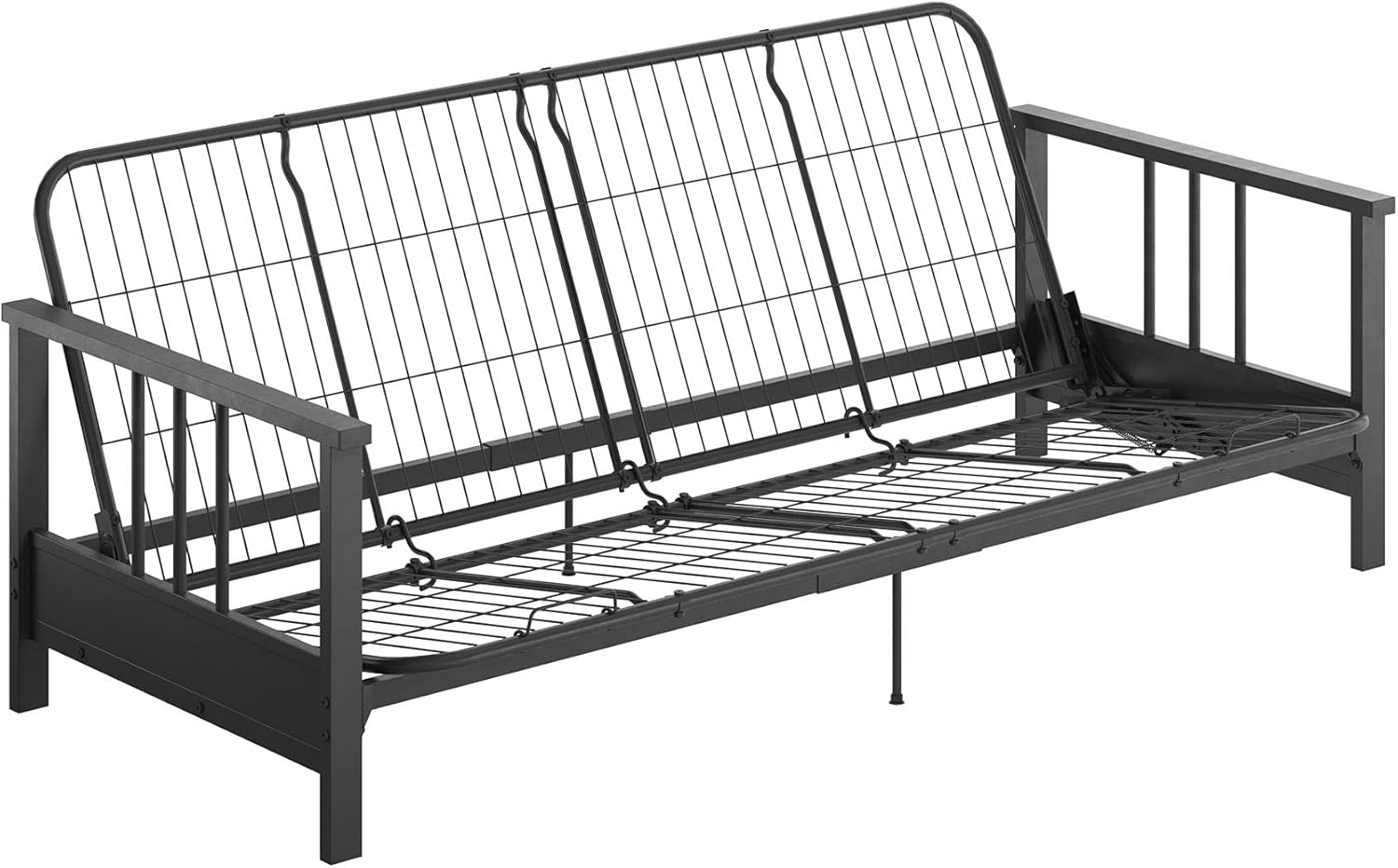 REALROOMS Bretta Contemporary Black Metal Arm Futon Frame D627
