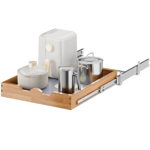 OCG Pull Out Drawers For Cabinets 14"W x 21"D, Cabinet Drawers Slide Out, Pull Out Cabinet Organizer for Base Cabinet Organization in Kitchen, Pantry, Bathroom, Bottom Mount