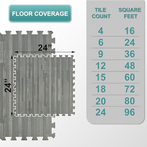 Sorbus Wood Grain EVA Interlocking Floor Mats with Borders J287