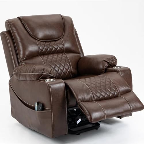 Lift Chair Recliner with Massage and Heat, Heavy Duty for Seniors, Brown V12888