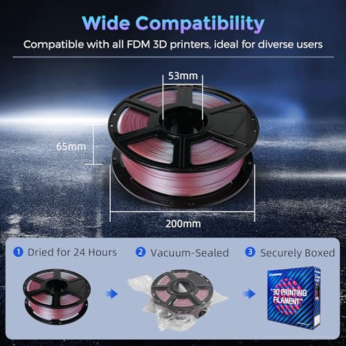 FLASHFORGE PLA Filament 1.75mm Burnt Titanium, Color Changeable 3D Printer Filament 1kg T433110