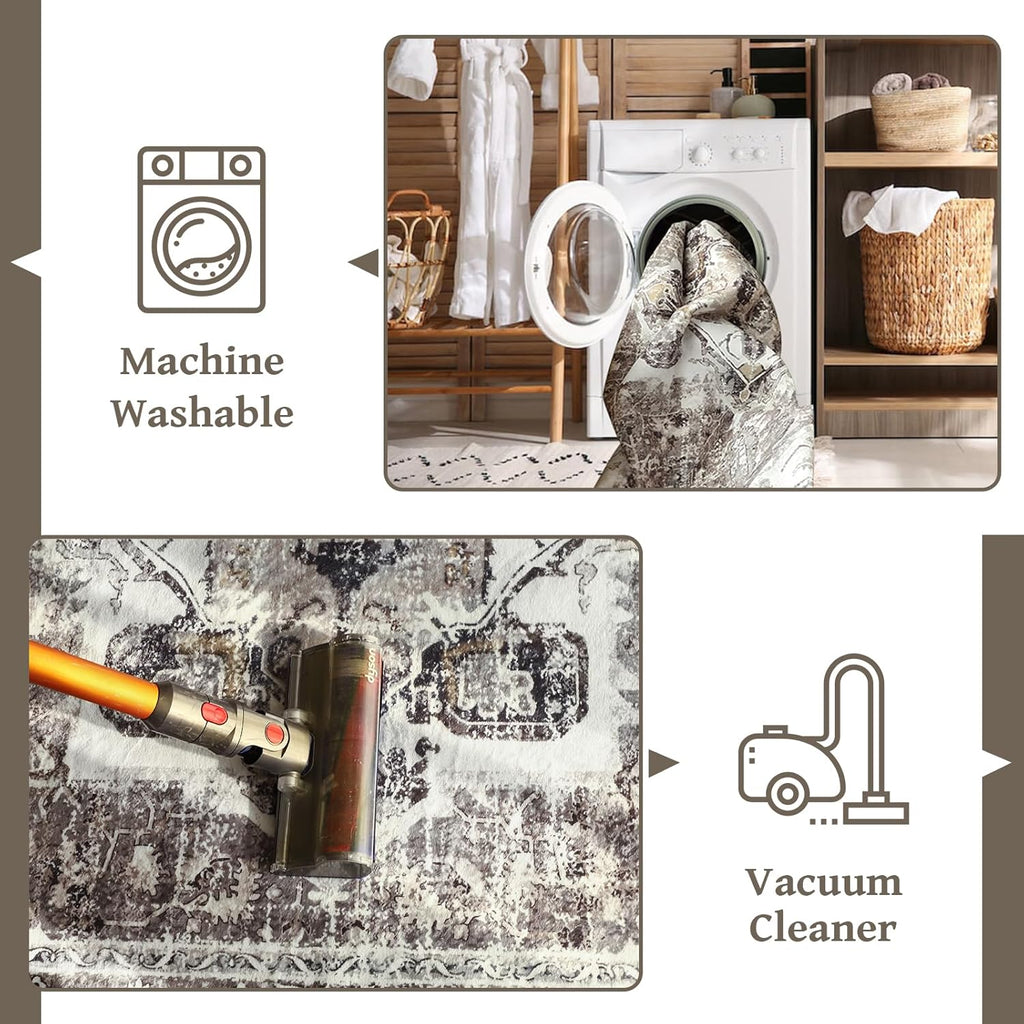 5x7 Machine Washable Non-Slip Area Rug for Living Room N501572