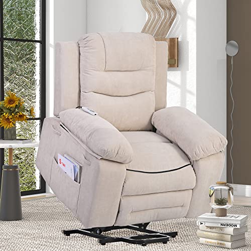 Power Lift Recliner Chair with Massage and Heat for Elderly, Beige C7169