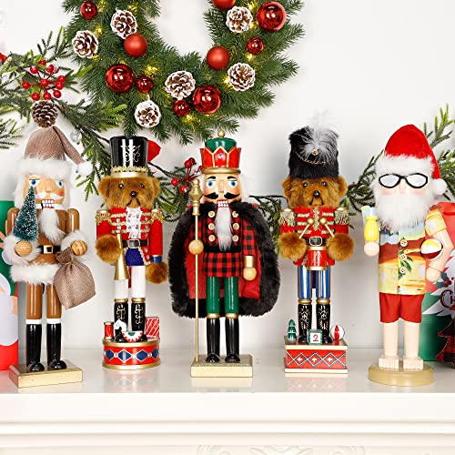 Joliyoou Christmas Nutcracker Figures 14 Inch Wooden Santa in Hawaii Decor C87534
