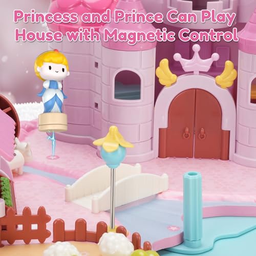 Dream Princess Castle Playset with Magnetic Toys, Light & Music for Kids Ages 6+ (Pink) D92441