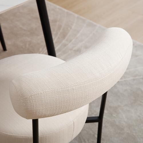 Shunzhi Modern Linen Fabric Upholstered Dining Chairs Set of 2, Beige M62743