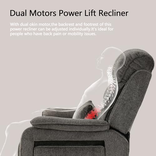 Power Lift Chair Recliner with Massage and Heat for Adults, Dual Motor H2507